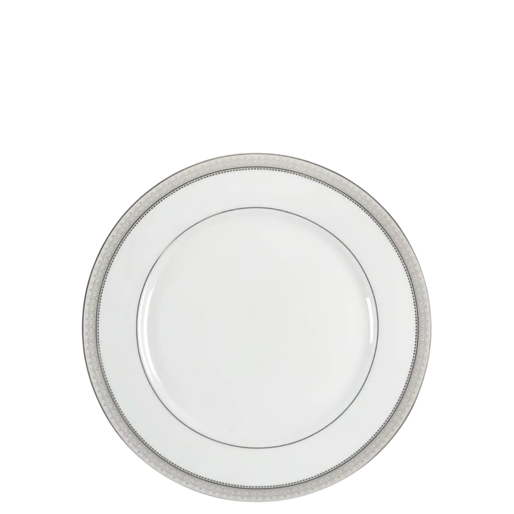 (Set 4) Mikasa Sterling Crown - Elegant White & Silver Dinner Plates -  B